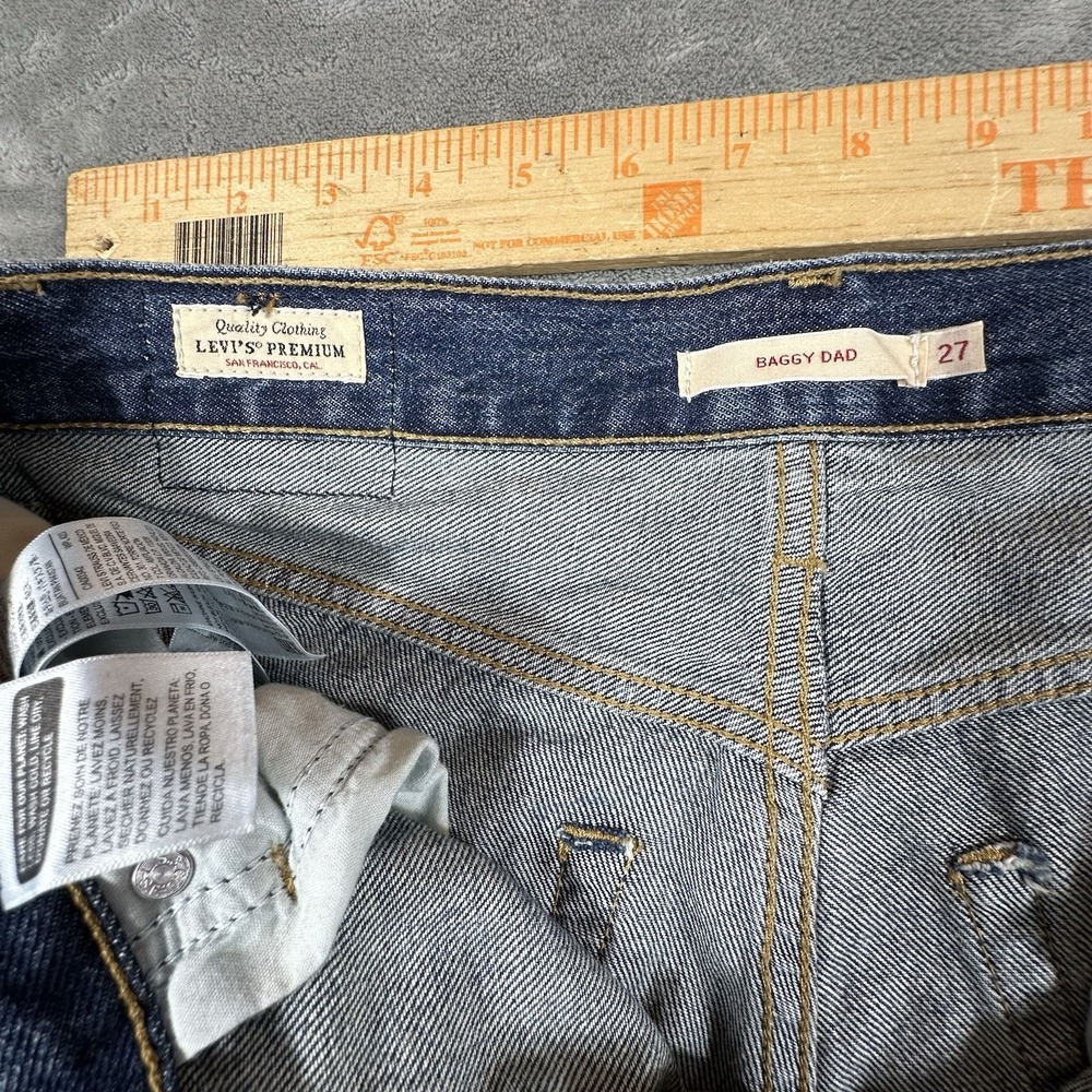 Levis Baggy Dad Jeans Womens 27 (Fits 29x30) Blue Denim Straight Barrel Loose - Picture 13 of 16